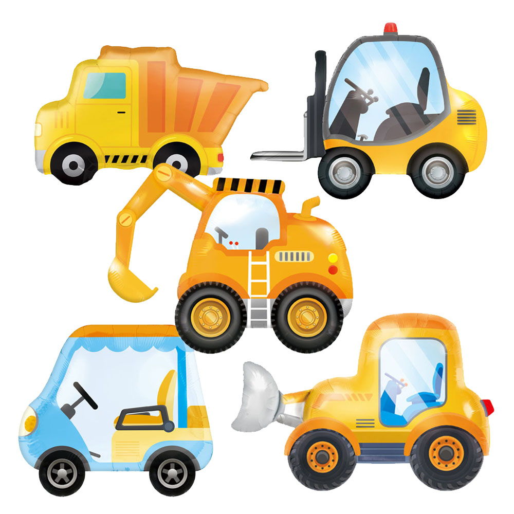 Heavy Equipment Birthday Theme - 5pcs Construction Party Balloon Carton Vehicle