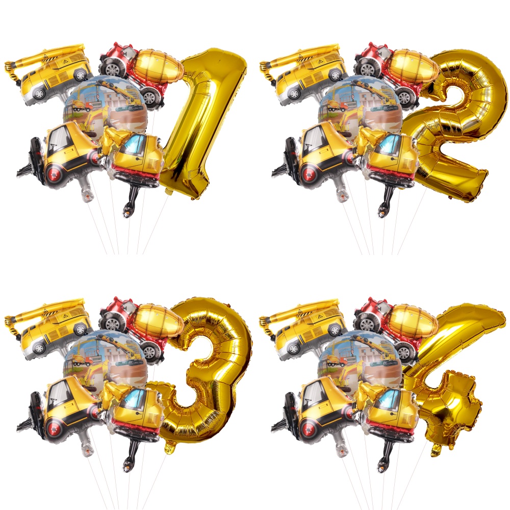 Heavy Equipment Birthday Theme - 6pcs Carton Vehicle Balloon with 32inch