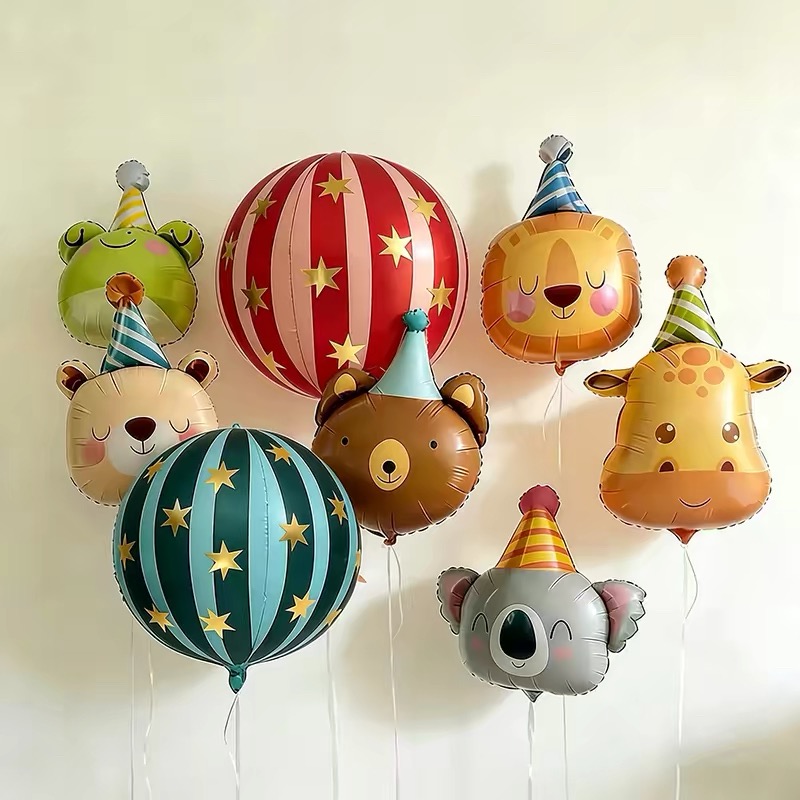 Heavy Equipment Birthday Theme - Circus Cartoon Animal Foil Balloons Cute