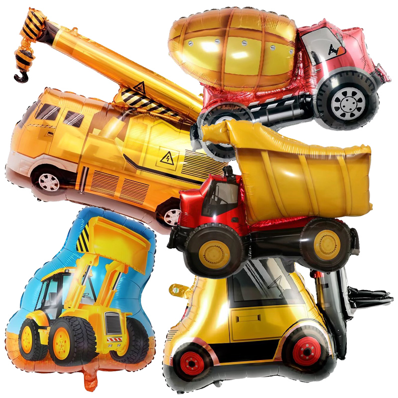 Heavy Equipment Birthday Theme - 5pcs Engineering Vehicle Balloon Cartoon Tractor