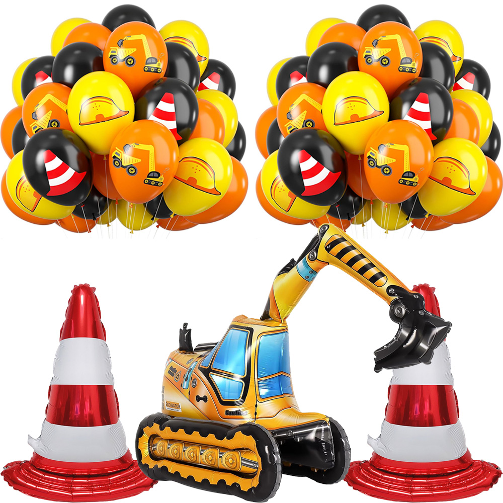 Heavy Equipment Birthday Theme - Construction 4D Foil Balloons 12inch Excavator