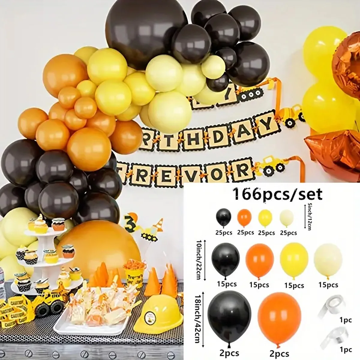 166PCS Construction Excavator  - Heavy Equipment Birthday Theme ulasan dan harga