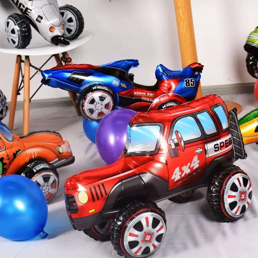 3D Cartoon Car Foil Balloon Bu - Heavy Equipment Birthday Theme ulasan dan harga