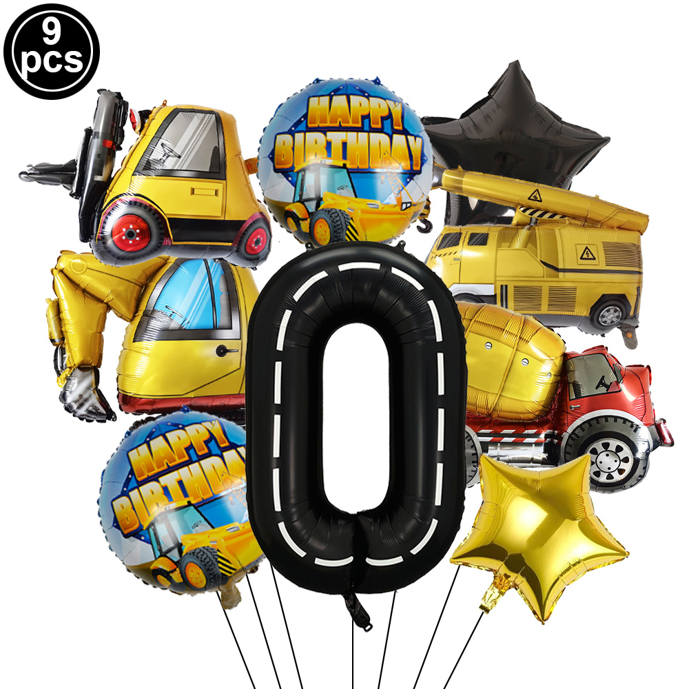 9pcs/Set Construction Decorati - Heavy Equipment Birthday Theme ulasan dan harga