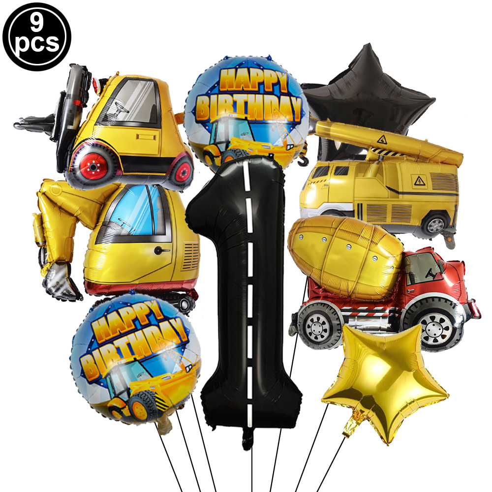 9pcs/Set Construction Decorati - Heavy Equipment Birthday Theme ulasan dan harga