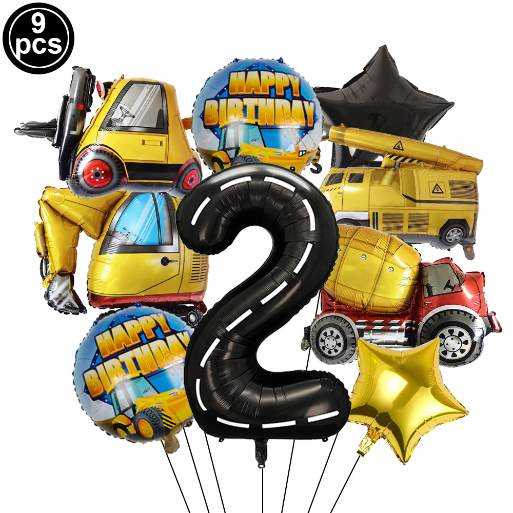 9pcs/Set Construction Decorati - Heavy Equipment Birthday Theme ulasan dan harga