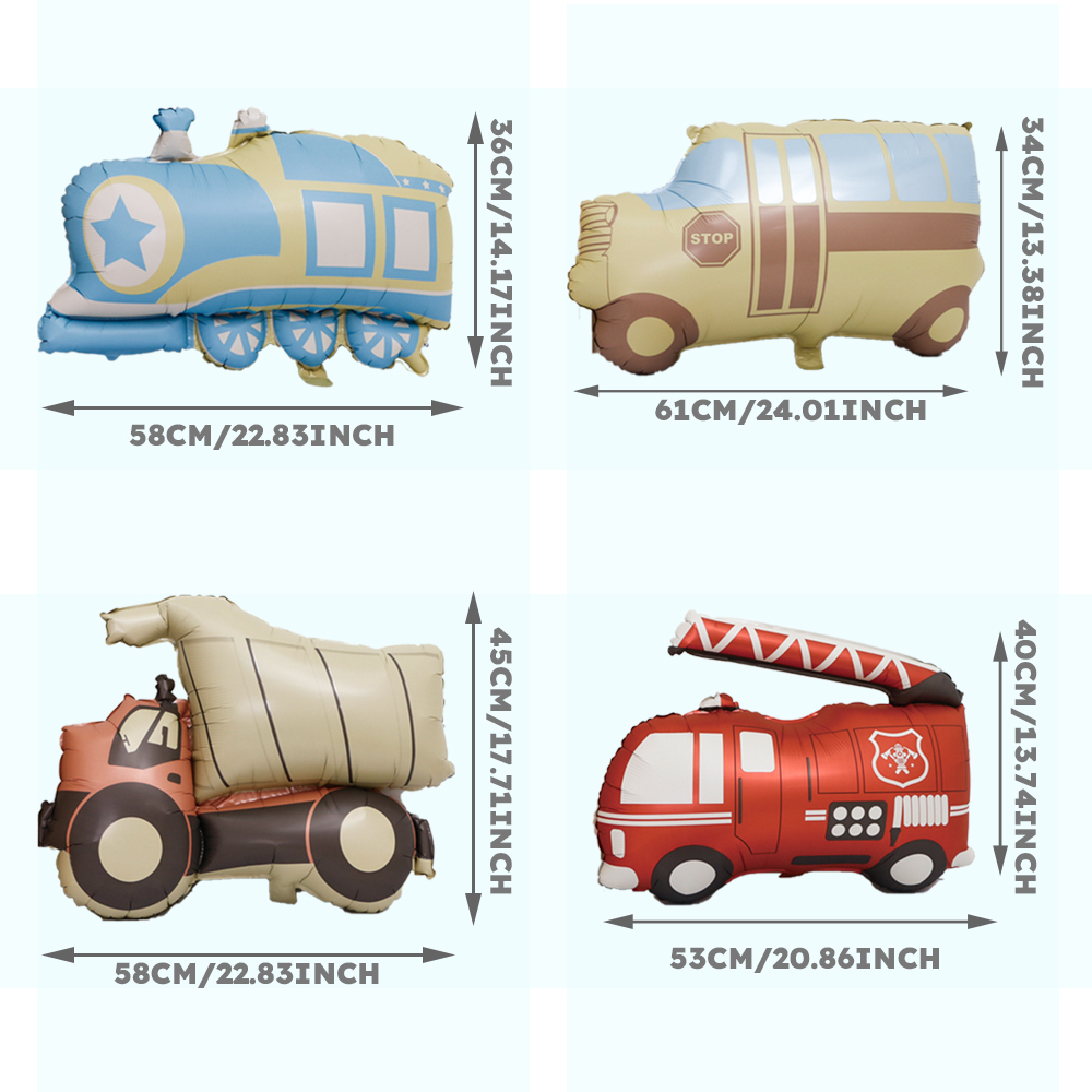 Cartoon Car Balloon, Fire Engi - Heavy Equipment Birthday Theme ulasan dan harga