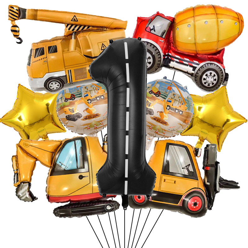 9Pcs/1Set Construction Vehicle - Heavy Equipment Birthday Theme ulasan dan harga