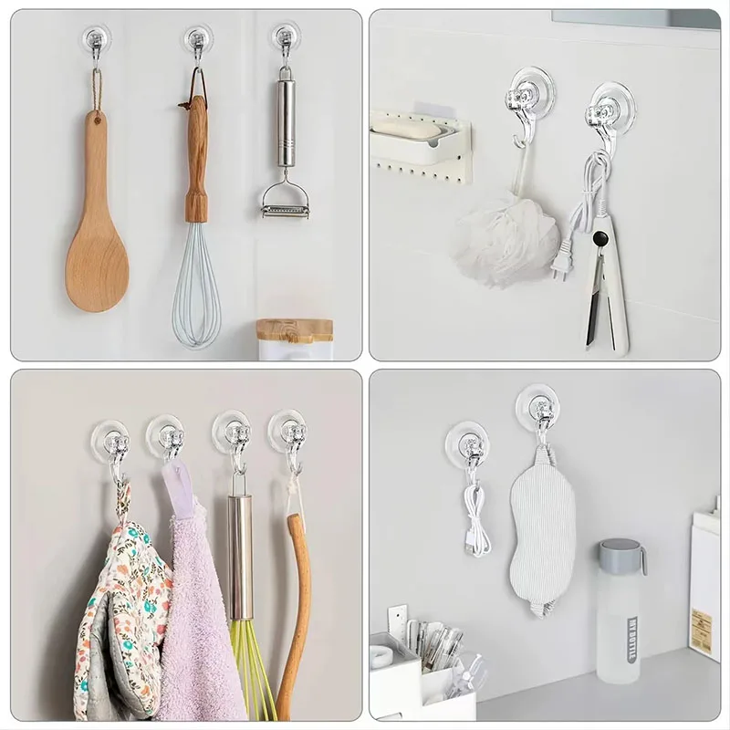 10pcs Suction Cup Hooks, Clear - Heavy Equipment Glass ulasan dan harga