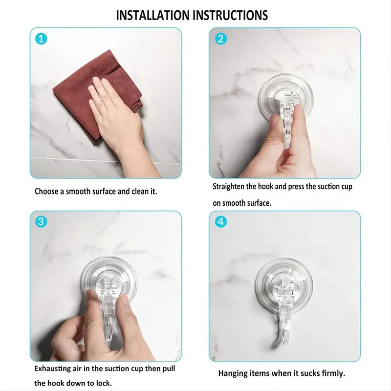 10pcs Suction Cup Hooks, Clear - Heavy Equipment Glass ulasan dan harga